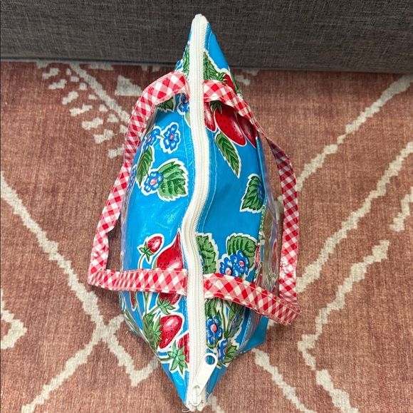 Freckled Sage Genuine Oilcloth Strawberry Tote / Utility Bag - Picture 5 of 8